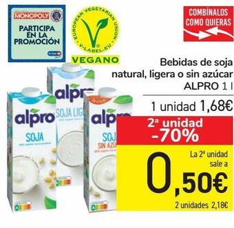 Carrefour Bebidas de soja natural, ligera o sin azúcar alpro oferta