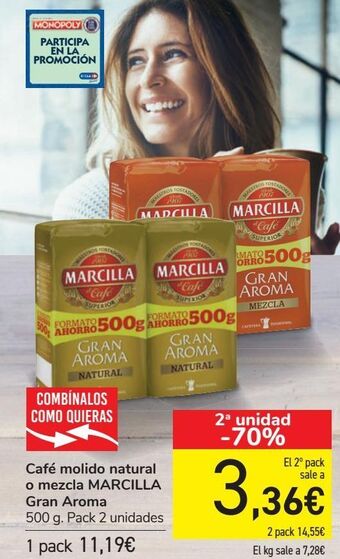 Carrefour Café molido natural o mezcla marcilla gran aroma oferta