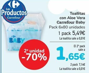 Carrefour Toallitas con aloe vera carrefour baby oferta