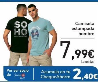 Carrefour Camiseta estampada hombre oferta