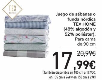 Carrefour Juego de sábanas o funda nórdica tex home (48% algodón y 52% poliéster) oferta