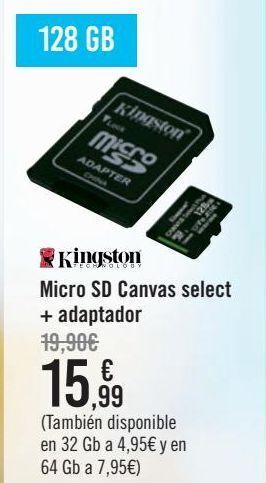 Carrefour Micro sd canvas select + adaptador oferta