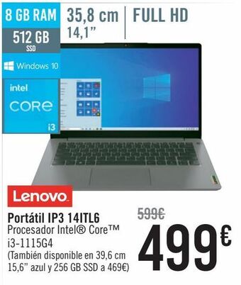 Carrefour Lenovo portátil ip3 14itl6 oferta