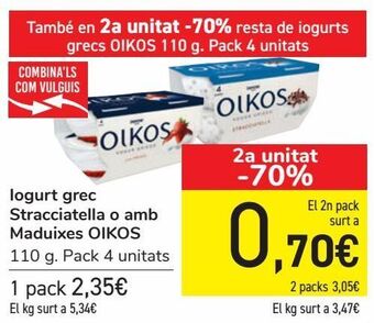 Carrefour Yogur griego stracciatella o con fresas oikos oferta