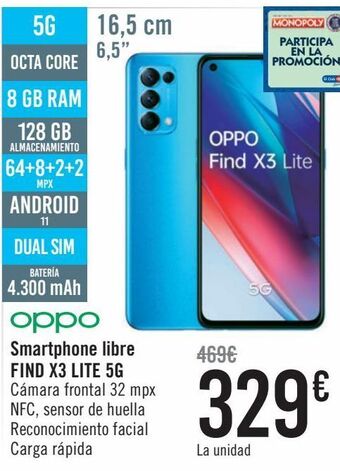 Carrefour Oppo smartphone libre find x3 lite 5g oferta