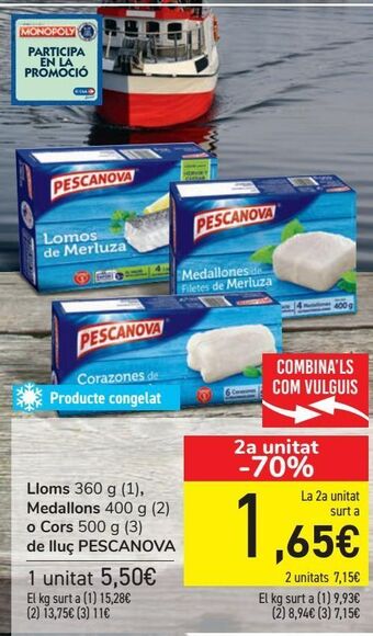 Carrefour Lomos, medallones o corazones de merluza pescanova oferta