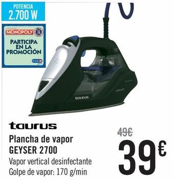 Carrefour Taurus plancha de vapor geyser 2700 oferta