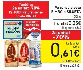 Carrefour Pan sin corteza bimbo o silueta oferta