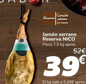 Carrefour Jamón serano reserva nico oferta