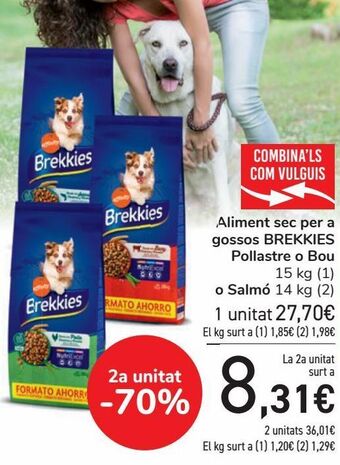 Carrefour Alimento seco para perros brekkies polo o buey o salmón oferta