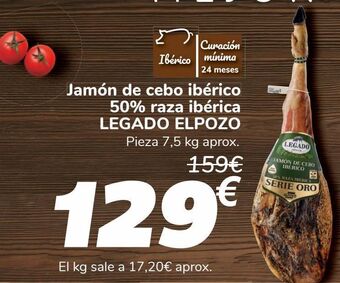 Carrefour Jamón de cebo ibérico 50% raza ibérica legado el pozo oferta