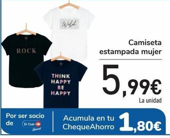 Carrefour Camiseta estampada mujer oferta