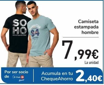 Carrefour Camiseta estampada hombre oferta