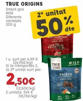 Kiwoko True origins snack perro wild diferentes variedades oferta