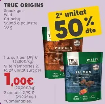 Kiwoko True origins snack gato wild crunchy salmón o pollo oferta