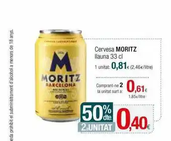Condis -50% Dte 2a Unitat Cervesa Moritz Llauna oferta