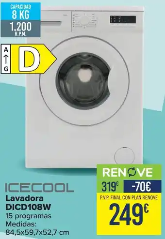 Carrefour Icecool lavadora dicd108w oferta