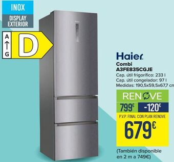 Carrefour Haier combi a3fe835cgje oferta