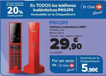 Carrefour Philips teléfono inalámbrico 3501 oferta