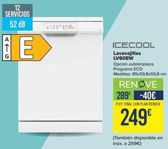 Carrefour Icecool lavavajillas lv60ew oferta