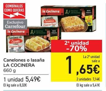 Carrefour Canelones o lasaña la cocinera oferta