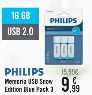 Carrefour Philips memoria usb snow edition blue pack 3 oferta