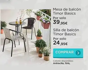La tienda en casa Mesa De Balcón Timor Basics Silla De Balcón Timor Basics oferta