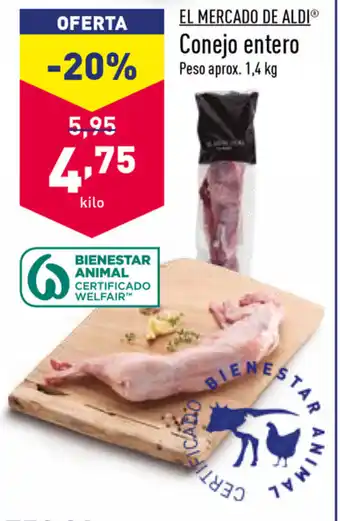 ALDI El Mercado de Aldi Conejo entero aprox. 1,4kg oferta