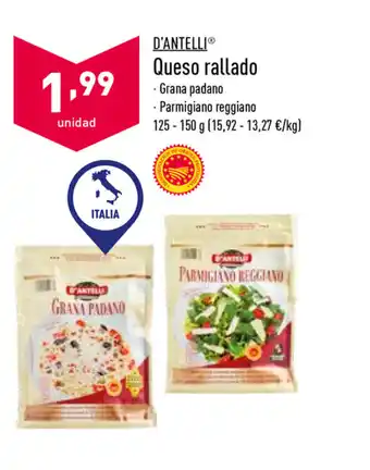 ALDI D'Antelli Queso rallado 125-150g oferta