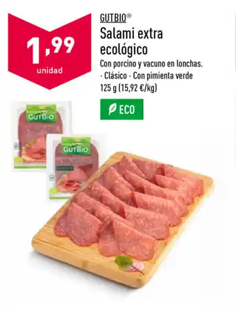 ALDI Gutbio Salami extra ecológico 125g oferta