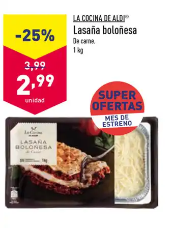 ALDI La Cocina de Aldi Lasaña boloñesa de carne 1kg oferta