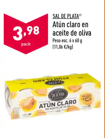 ALDI Sal de Plata Atún claro en aceite de oliva 6 x 60g oferta