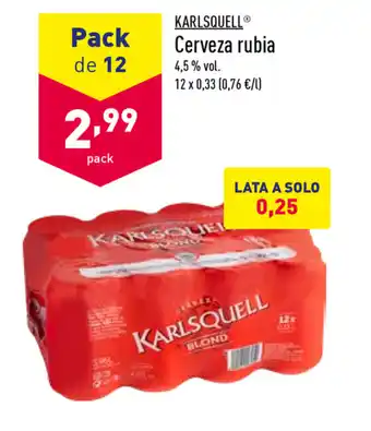 ALDI Karlsquell Cerveza rubia 12 x 0,33L oferta
