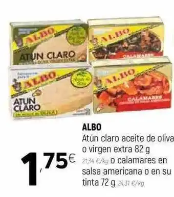 Coviran Albo Atún Claro Aceite De Oliva O Virgen Extra 82g O Calamares En Salsa Americana O En Su Tinta 72g oferta