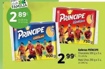 Coviran Príncipe Galletas Chocolate 300g x 38u, Maxi Choc 250g x 3u. oferta