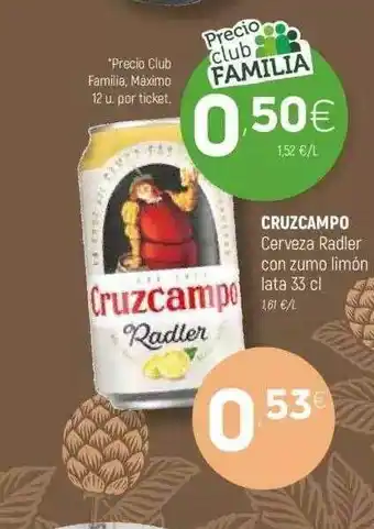 Coviran Cruzcampo Cerveza Radler Con Zumo Limón Lata 33cl oferta