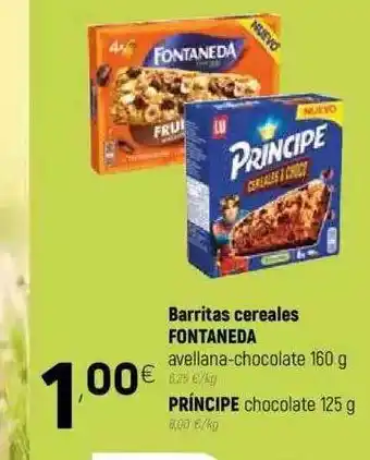 Coviran Fontaneda Barritas Cereales 160g, Príncipe Chocolate 125g oferta