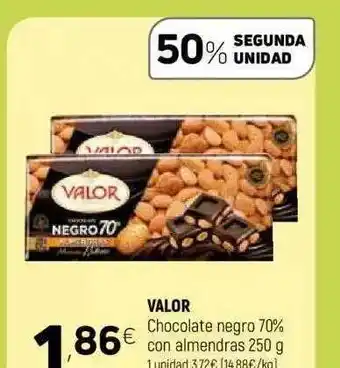 Coviran Valor Chocolate Negro 70% Con Almendras 250g oferta