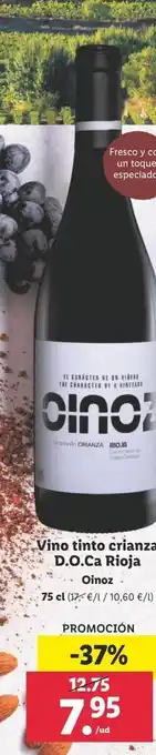 Lidl Vino tinto crianza oinoz oferta