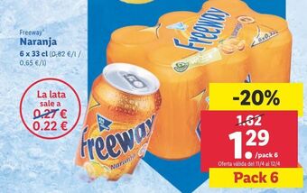 Lidl Refresco de naranja freeway oferta