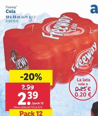 Lidl Refresco de cola freeway oferta