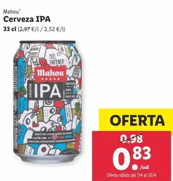 Lidl Cerveza ipa mahou oferta