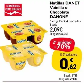 Carrefour Market Natillas danet vainilla o chocolate danone oferta