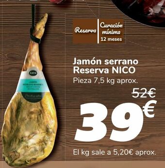 Carrefour Jamón serrano reserva nico oferta