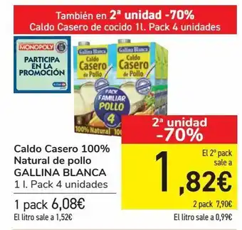 Carrefour Caldo casero 100% natural de pollo gallina blanca oferta