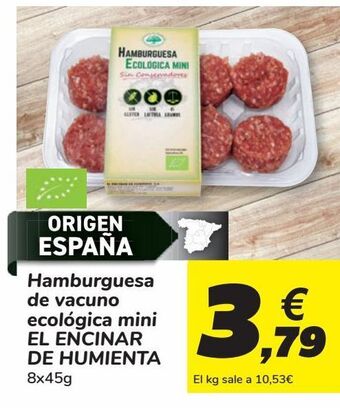 Carrefour Hamburguesa de vacuno ecológica mini el encinar de humienta oferta