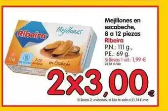 Alimerka Ribeira Mejillones En Escabeche 8 A 12 Piezas oferta