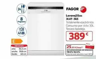 Alcampo Fagor Lavavajillas 3lvf-365 oferta