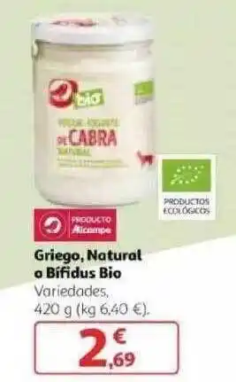 Alcampo Griego Natural O Bífidus Bio 420g oferta