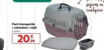 Alcampo Pack Transportín + Comedero + Cojín oferta